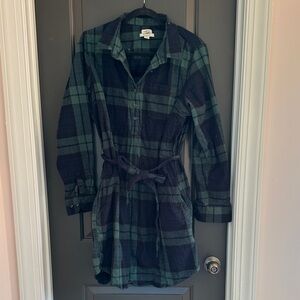 L.L. Bean Green & Blue Flannel Dress‎ Size XL